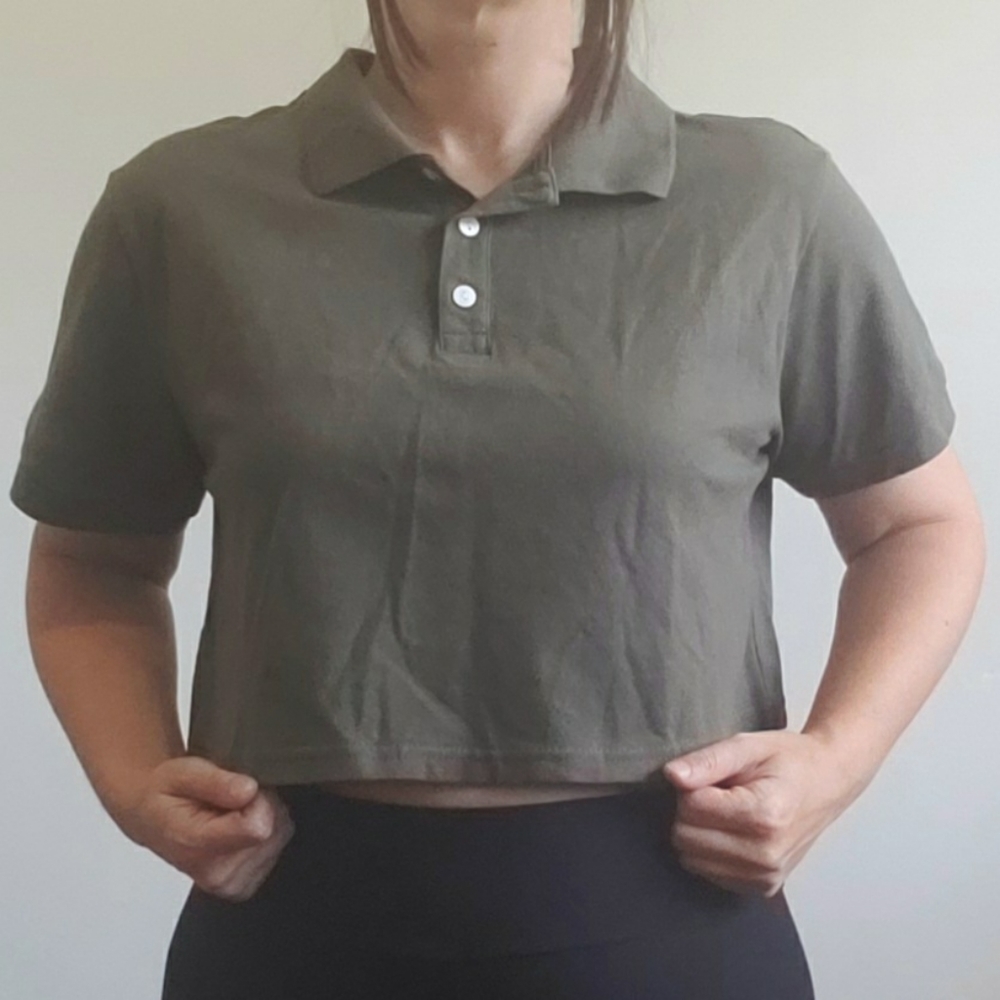 Free W/ Bundle NWT Wild Fable - Boxy Cropped Polo Short Sleeve Shirt Sage